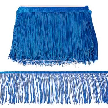 Imagem de Craftdady Fita de costura azul de 10 jardas fita de renda de poliéster com franja decorativa para artesanato faça você mesmo cortina vestido saia bolsa acessório doméstico 150-152 mm