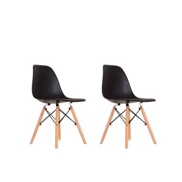 Imagem de Kit com 2 Cadeiras Base Madeira Para Quarto Charles Eames Eiffel