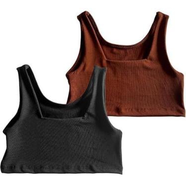 Imagem de Kit 2 Tops Regata Menina Treino Roupa Ginástica Infantil Esportes Moda