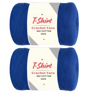 Imagem de Art of Yarn Pacote com 2 camisetas de fios %60 algodão para crochê, tricô, macio% 40% tecido de poliéster, camiseta para iniciantes 500 g, porta-copos de 200 metros, bolsas perfeitas, cestas