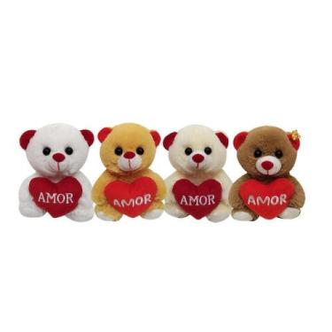 Imagem de Pelucia Urso Coracao Amor 17cm Fe6809 A Unidade - Fizzy Roys