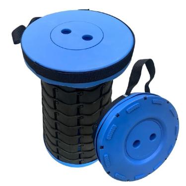 Imagem de Cadeira Banco Dobravel Alca Bolsa Banqueta Retratil Acampamento Praia Pesca Fila Idoso Crinca Adulto Azul