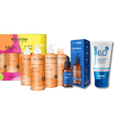 Imagem de Kit Skincare Vitamina c Clareador +Sérum Peptideos Anti-olheiras + Protetor Solar s/cor FPS60-6 ITENS