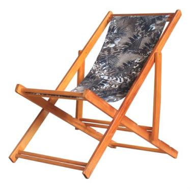 Imagem de Espreguiçadeira Portátil de Madeira Maciça – Para Piscina, Sem Braço, Envernizada (Folhagem Marrom)