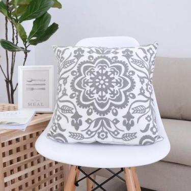 Imagem de Almofada Embroidery Care Cotton Mandala Cinza 45x45cm - Lightbek Offic