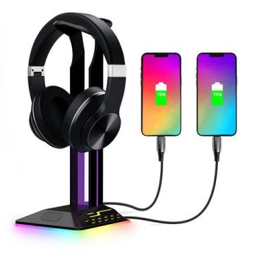Imagem de Suporte de fone de ouvido ASHATA RGB com 2 portas USB para desktop de 