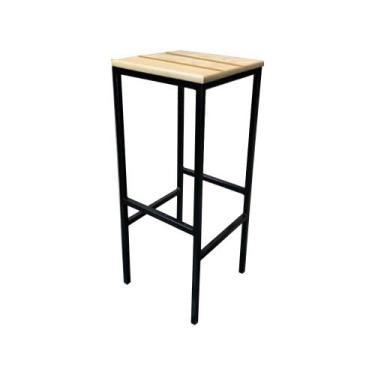 Imagem de Banco Bistro Industrial 02 - Móveis de Ferro e Madeira - PALLET SP