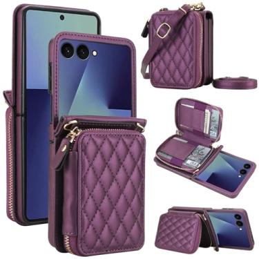 Imagem de Asuwish Capa de celular para Samsung Galaxy Z Flip 7 5G carteira celular com cordão de pulso alça transversal suporte de bloqueio RFID compartimento para cartão de crédito ZFlip 7Z Z7 G Flip7 ZFlip7