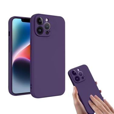 Imagem de Capa de silicone líquido, capa protetora compatível com telefone personalizado, capa de telefone antiderrapante à prova de choque para resistente a arranhões roxo escuro