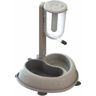 Imagem de Bebedouro Automático de Bilha com Comedouro Duplo Anti Formiga para Cães e Gatos, Altura Regulável, Base Antideslizante(BEGE DUPLO)