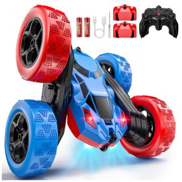 Imagem de Carrinho de controle remoto STEM Hamdol Red & Blue dupla face com luzes LED e giros 360°