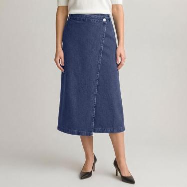 Imagem de Saia Jeans Dudalina Transpassada Feminino-Feminino