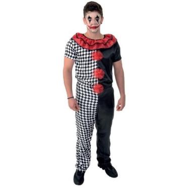 Imagem de Fantasia Pierrot Macabro Adulto Macacão Palhaço Terror Zumbi Cosplay H