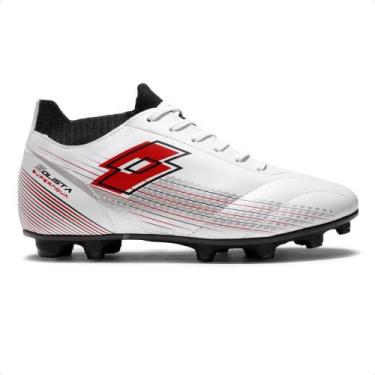 Imagem de Chuteira Campo Lotto Solista Supernova Masculina, 40, Branco, Vermelho