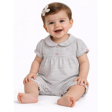 Imagem de Macacão Listrado Infantil Para Bebê - NATURAL - Kely & Kety, G, Natura