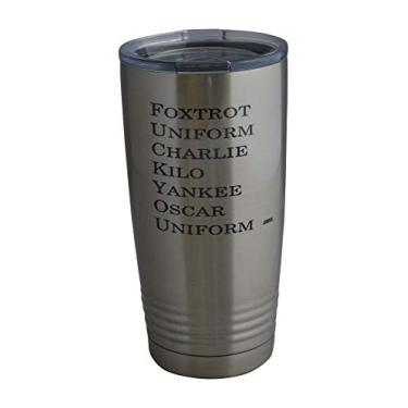 Imagem de Rogue River Tactical Caneca de viagem engraçada Foxtrot com acrônimo militar 590 ml com tampa isolada a vácuo presente veterano militar quente ou frio