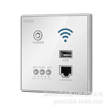 Imagem de 300 Mbps In-Wall AP Ponto de acesso Roteador WiFi LAN Comutador de rede Roteador WiFi AP com criptografia WPS USB Soet Silver