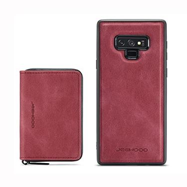 Imagem de Estojo tipo carteira para telefone Capa tipo carteira destacável 2 em 1 para Samsung Galaxy Note 9, capa traseira de couro fina à prova de choque, capa carteira com zíper protetor de suporte magnético