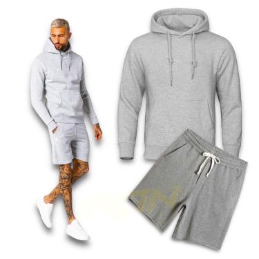 Imagem de Kit Conjunto Blusa CANGURU + Bermuda Short MOLETOM Academia Frio MASCULINO 523-Masculino