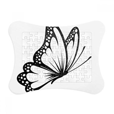 Imagem de Borboleta vintage simples em moldura de quebra-cabeça preta decoração enfeite de jogo de quebra-cabeça