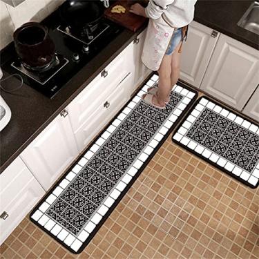 Imagem de Tapetes de corredor de cozinha 3D de plástico tapetes resistentes ao desgaste para piso interno conforto tapetes de armário de cozinha tapete impresso preto cruz 50 x 80 cm