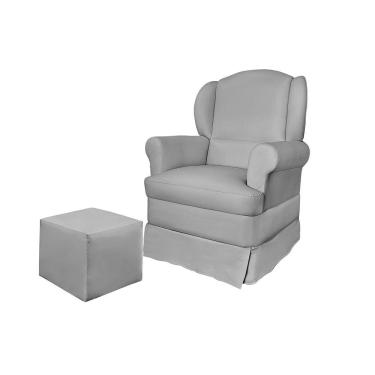 Imagem de Poltrona de Amamentação Balanço e Puff Reto Maternidade Sabrina Veludo Cz - Phoenix Baby