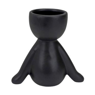 Imagem de Vaso Decorativo Bravadecor Bob Suculentas Em Cerâmica Preto