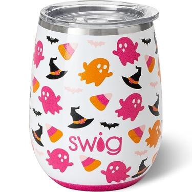 Imagem de Copo de vinho Swig de 410 ml | Copo de vinho isolado com tampa, pode ser lavado na lava-louças, copos de vinho de aço inoxidável para mulheres, copos de vinho isolados, taças de vinho ao ar livre, copo de vinho de viagem (Hey Boo)
