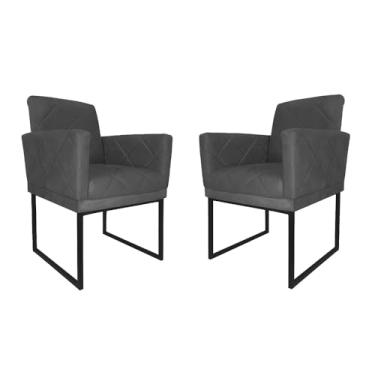 Imagem de Kit 02 Poltronas Klara Base Ferro Preto Suede - Estopar