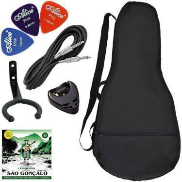 Imagem de Kit Acessórios Cavaquinho Com Capa Palhetas Cabo Suporte Cordas Cvx01