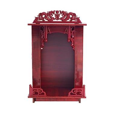 Imagem de Altar budista chinês Deus da riqueza Plataforma de oferta de nicho de Buda, plataforma de oferta de mesa de oferta doméstica, plataforma de Buda, moldura de santuário, armário guanyin montado na parede do templo, armário de buda medi