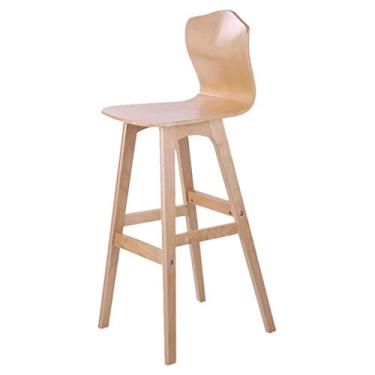 Imagem de Banquetas de bar de madeira com cadeira de jantar ergonômica com encosto alto banquinho alto (marrom) cadeiras de bar (cor: natural)