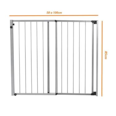 Imagem de Portão De Proteção Cachorro Criança Largura 58 A 100Cm Cinza