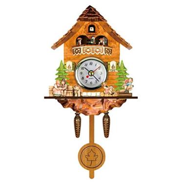 Imagem de Relógio Cuco Antigo de Madeira Cuco Birdhouse Relógio de Parede Decoração de Casa Pendurado Relógio Cuco Balanço Automático Sino Pêndulo Decoração de Casa (CM002)