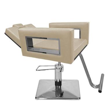 Imagem de Cadeira Poltrona de Cabeleireiro Recl Moderna Inox Branco P