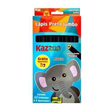 Imagem de Lápis Preto Jumbo Triangular 12 Un + Apontador - KAZ