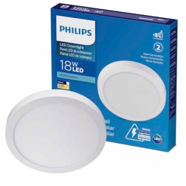 Imagem de Painel Plafon Led Philips de sobrepor redondo 18W luz branca neutra (4000K) bivolt (100-240V)