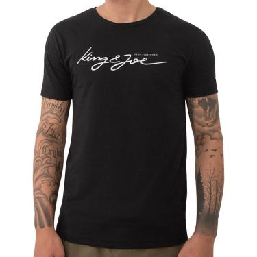 Imagem de Camiseta King & Joe Masculina Slim Signature Logomania Preta-Masculino