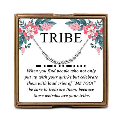 Imagem de CENWA Colar Tribe Morse Code Presente de Dia dos Namorados para Melhores Amigas e Meninas Presente de Fim de Semana, Zinco, Sem Pedra Preciosa