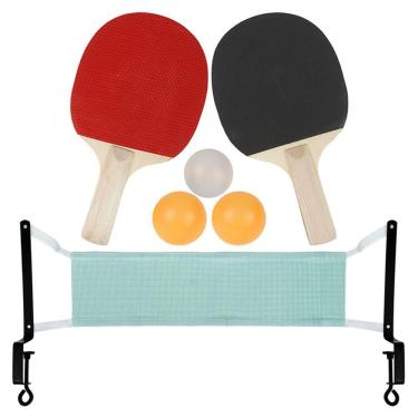 Imagem de Kit Ping Pong Tênis de Mesa 2 Raquetes 3 Bolinhas Suporte e Rede