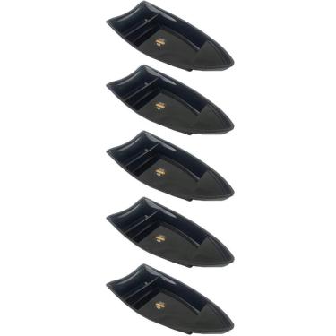 Imagem de Conjunto 5 Barcas para Sushi Comida Japonesa Oriental Pretos Uno Coza Plástico 27,5x13cm
