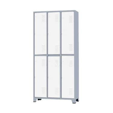Imagem de Armário Roupeiro De Aço Para Vestiário 6 Portas Locker Branco com Chave