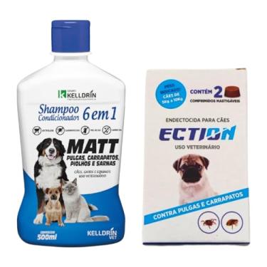 Imagem de Anti Pulgas E Carrapatos Para Cães 5 A 10kg. 2 Comprimidos sabor Carne + Shampoo