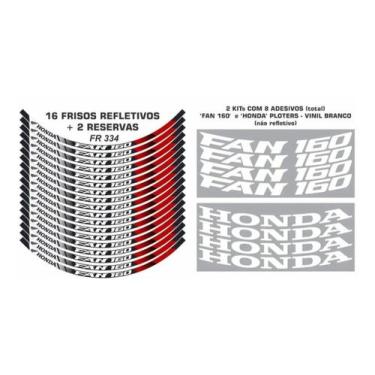 Imagem de Kit Adesivo Refletivo Para Aro De Cg 160 Fan + 1 Kit Ploter - Resitank