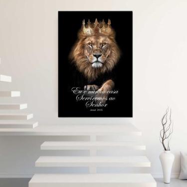 Imagem de Quadro com Moldura Leão de Judá Versículo Decorativo Grande Sala Quart