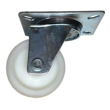 Imagem de Rodizio Giratorio 3pol. Nylon Branco Placa 100kg Por Roda - ABCMAIOR