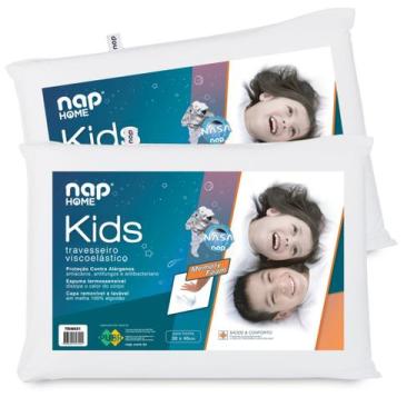 Imagem de Kit 2 Travesseiro Kids Infantil Espuma Nasa Viscoelástica Antiácaro Na