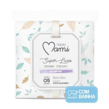 Imagem de Fralda Super Luxo com Bainha Tecido Duplo Papi Estampada 5 Unid, Neutr
