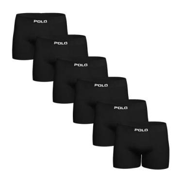 Imagem de Kit Com 6 Cuecas Boxer Polo 781 Algodão Sem Costura Preto - POLO STAR,