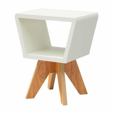 Imagem de Mesa Lateral Amaraji cor Off White com Freijo 43 cm (LARG) - 56181 - S